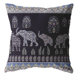 16” Purple Ornate Elephant Indoor Outdoor Zippered Throw Pillow