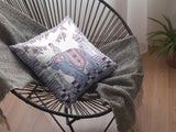 16” Blue Purple Ornate Elephant Indoor Outdoor Zippered Throw Pillow