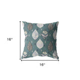 16” Pine Green Leaves Indoor Outdoor Zippered Throw Pillow