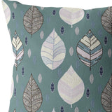 18” Pine Green Leaves Indoor Outdoor Zippered Throw Pillow