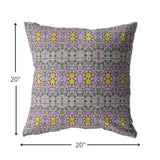 18” Purple Yellow Geofloral Indoor Outdoor Zippered Throw Pillow