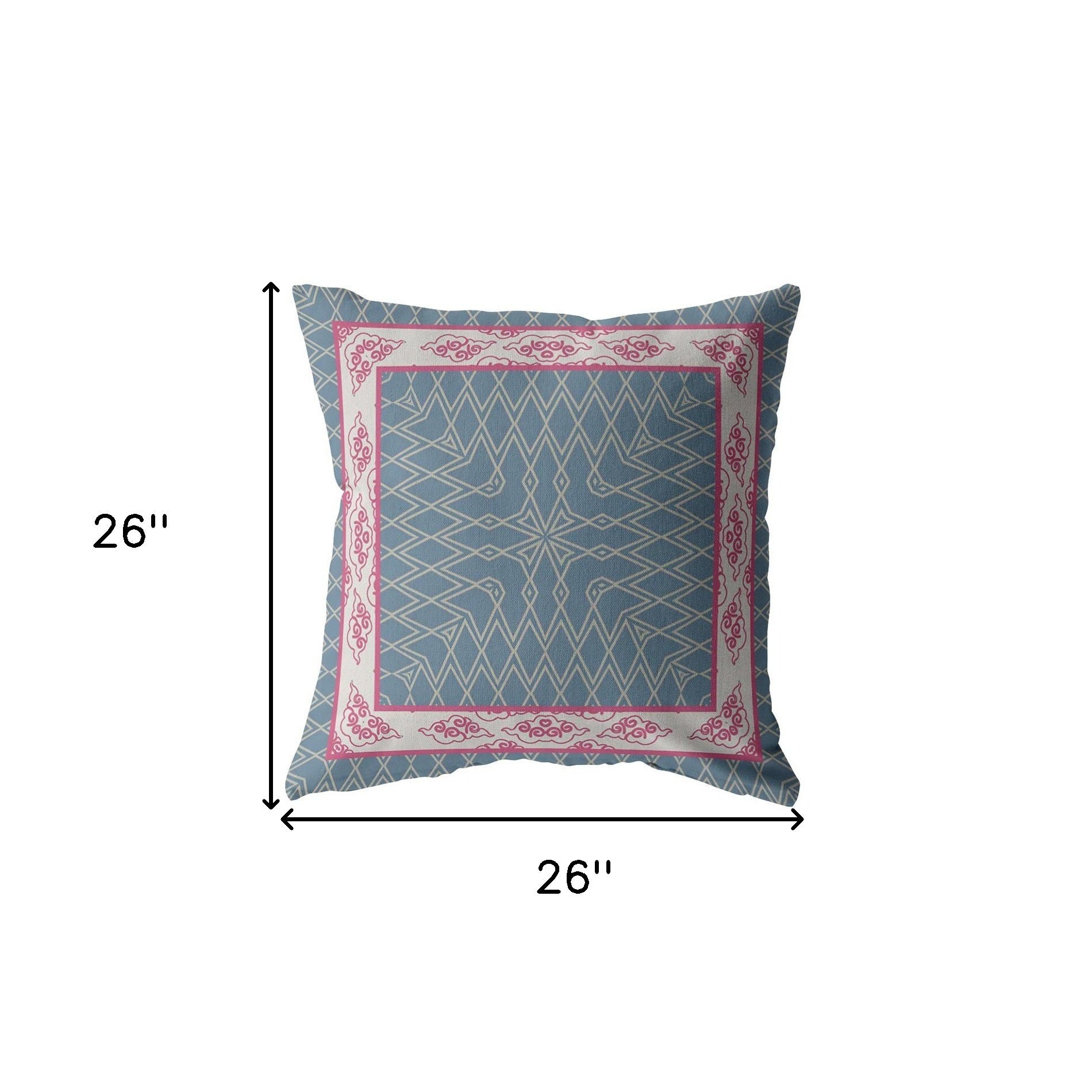 18" Pink Blue Nest Ornate Frame Indoor Outdoor Zippered Throw Pillow