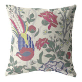 18” Pink Sage Peacock Indoor Outdoor Zippered Throw Pillow