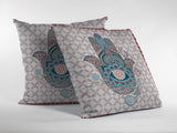 16” Blue Gray Hamsa Indoor Outdoor Zippered Throw Pillow