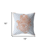 16” Blue Orange Hamsa Indoor Outdoor Zippered Throw Pillow