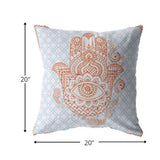 18” Blue Orange Hamsa Indoor Outdoor Zippered Throw Pillow