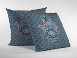 18” Slate Blue Hamsa Indoor Outdoor Zippered Throw Pillow