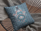 18” Slate Blue Hamsa Indoor Outdoor Zippered Throw Pillow