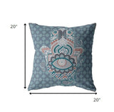 18” Slate Blue Hamsa Indoor Outdoor Zippered Throw Pillow