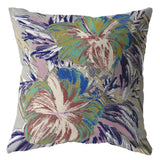 16” Lilac Green Hibiscus Indoor Outdoor Zippered Throw Pillow