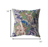 16” Lilac Green Hibiscus Indoor Outdoor Zippered Throw Pillow