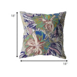 26” Lilac Green Hibiscus Indoor Outdoor Zippered Throw Pillow