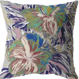 26” Lilac Green Hibiscus Indoor Outdoor Zippered Throw Pillow