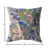 26” Lilac Green Hibiscus Indoor Outdoor Zippered Throw Pillow