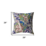 26” Lilac Green Hibiscus Indoor Outdoor Zippered Throw Pillow