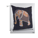 18” Orange Elephant Indoor Outdoor Zippered Throw Pillow