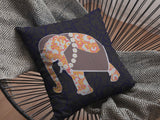 18” Orange Elephant Indoor Outdoor Zippered Throw Pillow