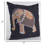 18” Orange Elephant Indoor Outdoor Zippered Throw Pillow