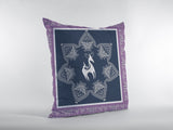 16” Navy Purple Horse Indoor Outdoor Zippered Throw Pillow