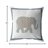 18” Gold White Elephant Indoor Outdoor Zippered Throw Pillow