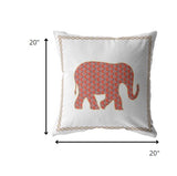 18” Orange White Elephant Indoor Outdoor Zippered Throw Pillow