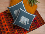 16” Spruce Blue Elephant Indoor Outdoor Zippered Throw Pillow