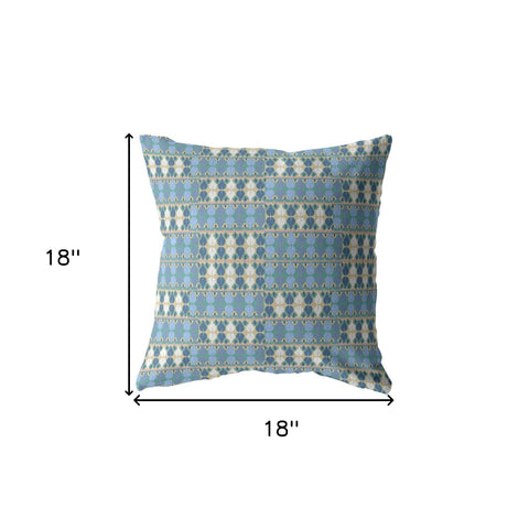 18" Blue Cream Spades Indoor Outdoor Zippered Throw Pillow