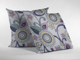 16” White Yellow Floral Indoor Outdoor Zippered Throw Pillow