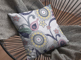 16” White Yellow Floral Indoor Outdoor Zippered Throw Pillow