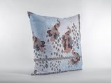 18” Blue Brown Boho Bird Indoor Outdoor Zippered Throw Pillow