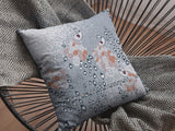 16” Gray Orange Boho Bird Indoor Outdoor Zippered Throw Pillow