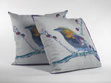 18” Blue White Robin Indoor Outdoor Zippered Throw Pillow