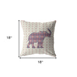 18" Magenta Elephant Indoor Outdoor Zip Throw Pillow