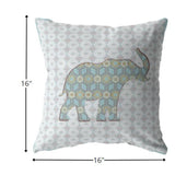 16" Blue Elephant Indoor Outdoor Zip Throw Pillow