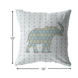 18" Blue Elephant Indoor Outdoor Zip Throw Pillow