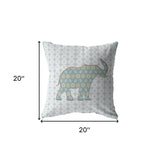 18" Blue Elephant Indoor Outdoor Zip Throw Pillow