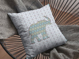 18" Blue Elephant Indoor Outdoor Zip Throw Pillow