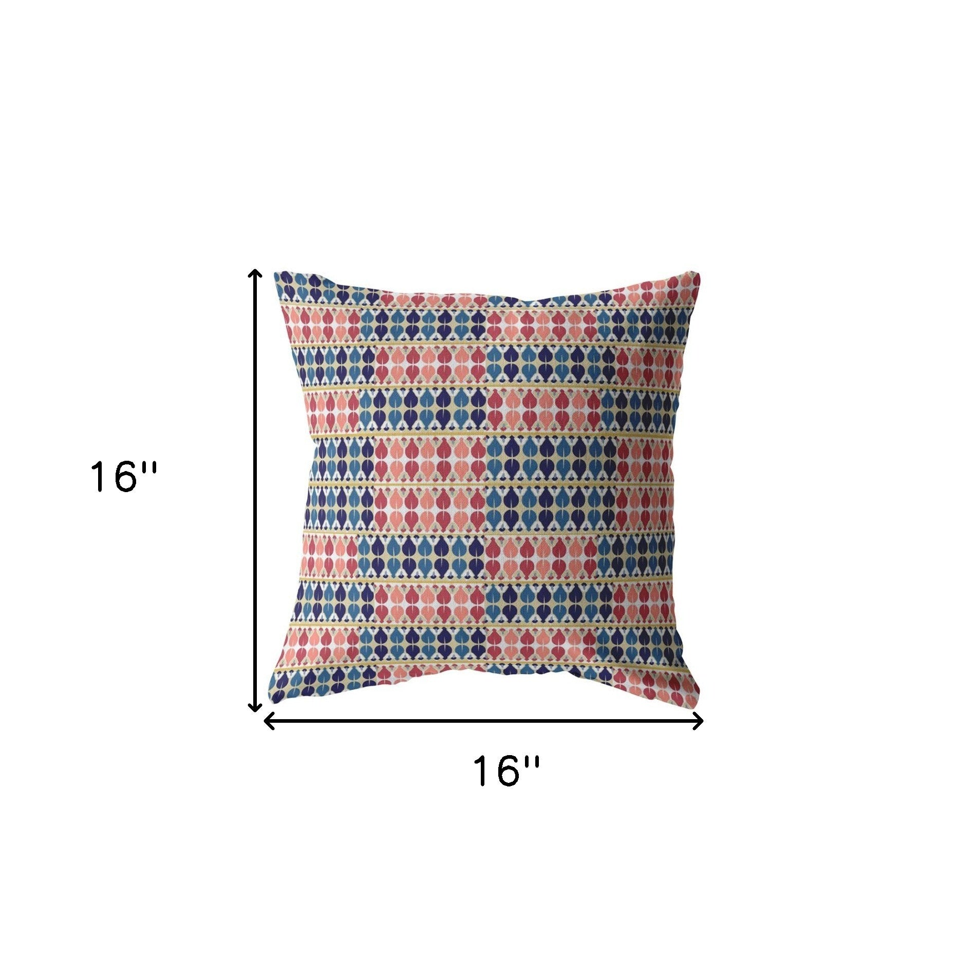 16" Red Blue Spades Indoor Outdoor Zippered Throw Pillow