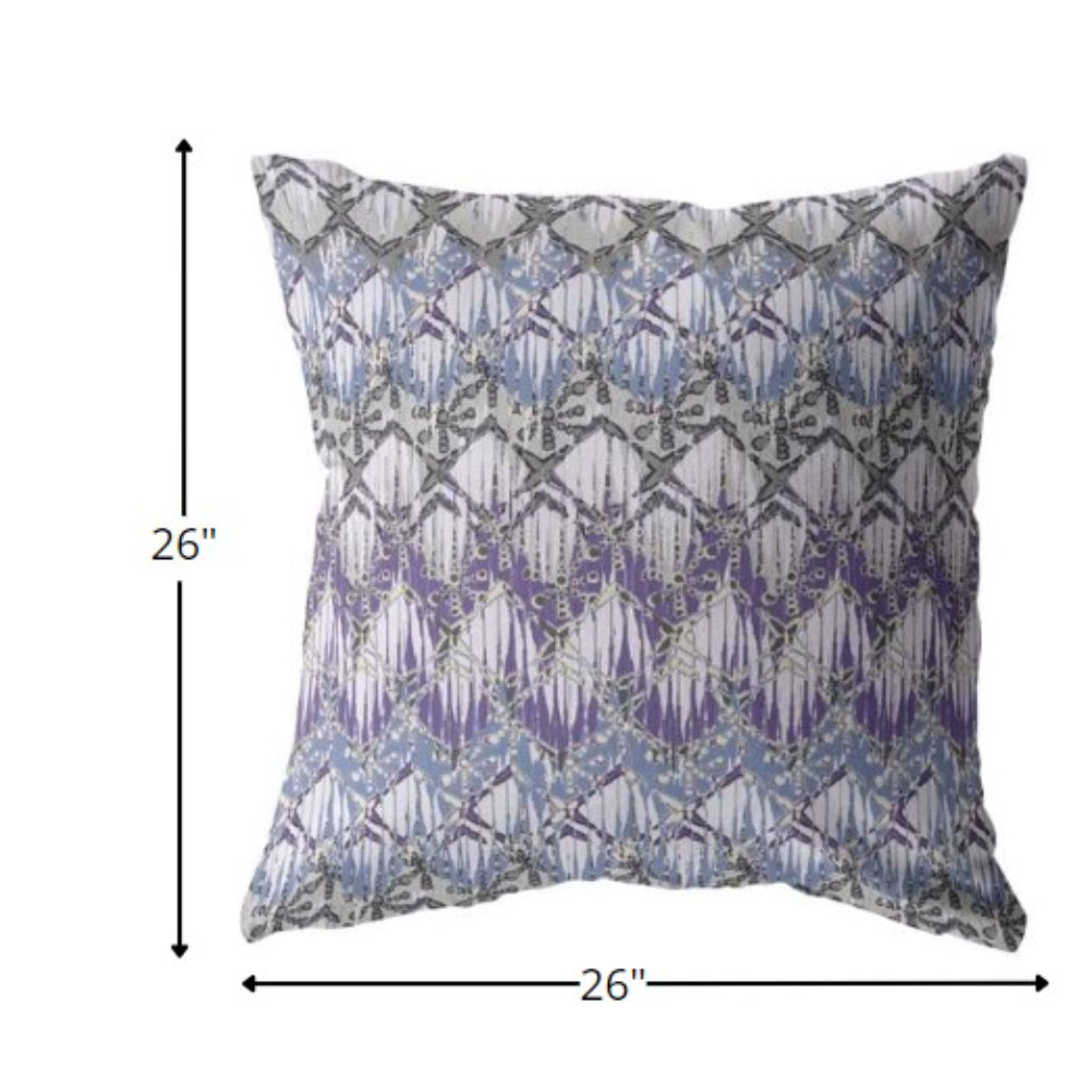 18” Purple Gray Hatch Indoor Outdoor Zippered Throw Pillow