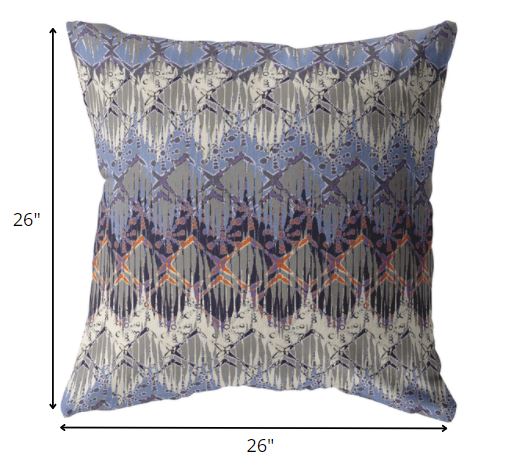 18” Blue Gray Hatch Indoor Outdoor Zippered Throw Pillow