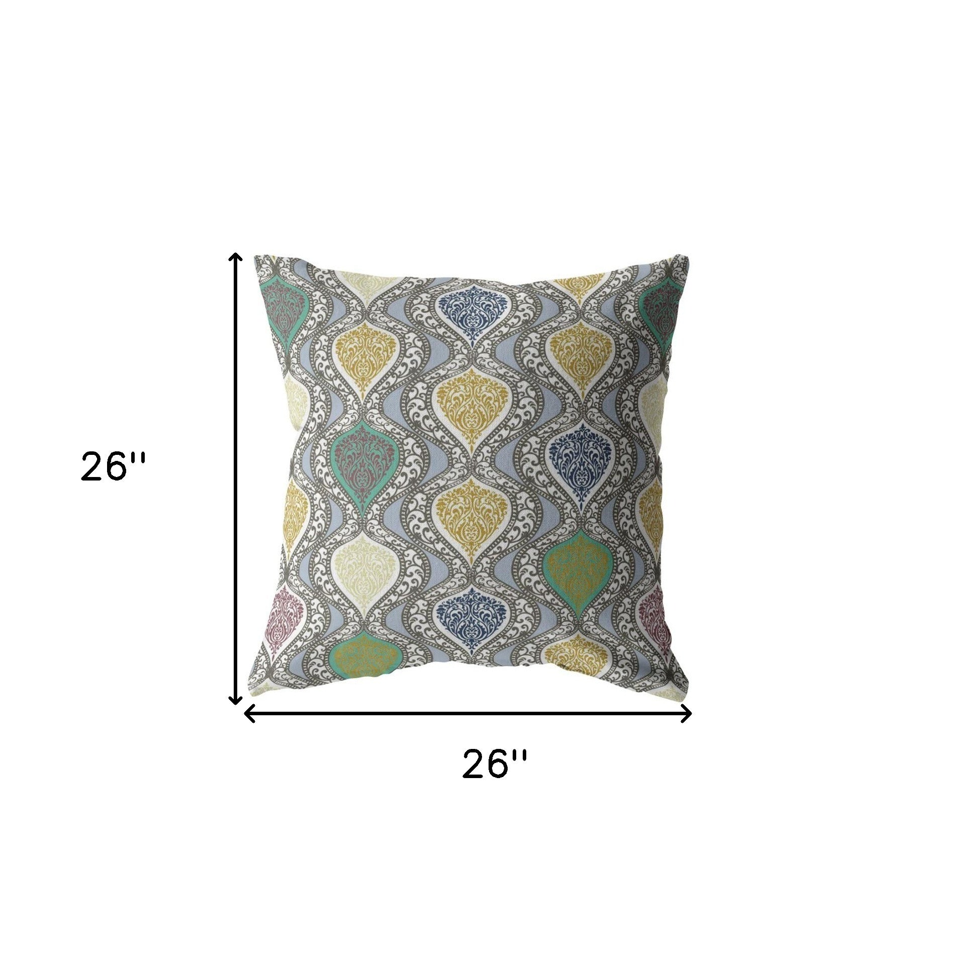 18” Gray Gold Ogee Indoor Outdoor Zippered Throw Pillow