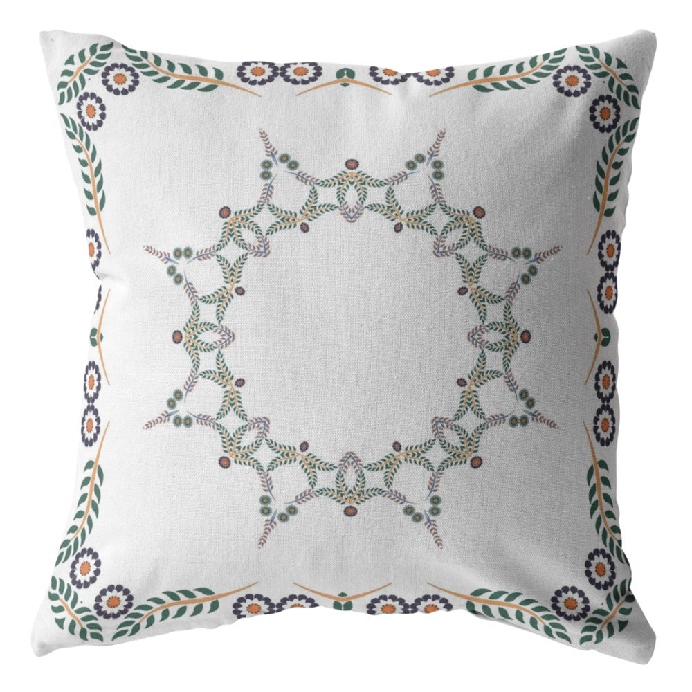 18"x18" White Zippered Broadcloth Geometric Throw Pillow