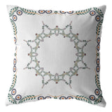 18"x18" White Zippered Broadcloth Geometric Throw Pillow