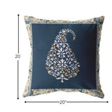 18” Orange Navy Paisley Indoor Outdoor Zippered Throw Pillow