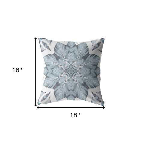 18" Blue Floral Forest Indoor Outdoor Zippered Throw Pillow