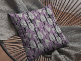 16” Lavender Black Fall Leaves Indoor Outdoor Zippered Throw Pillow