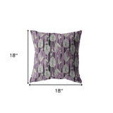 18” Lavender Black Fall Leaves Indoor Outdoor Zippered Throw Pillow