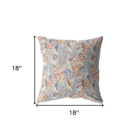 18" Orange Lavender Tropics Indoor Outdoor Zippered Throw Pillow