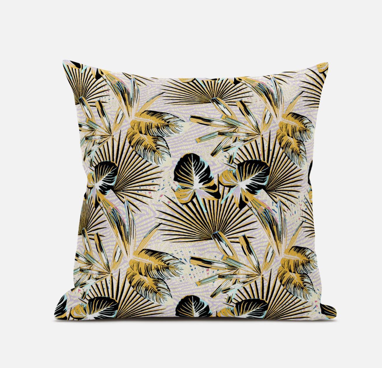 16” Yellow Black Tropical Zippered Suede Throw Pillow