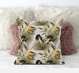 16” Yellow Black Tropical Zippered Suede Throw Pillow